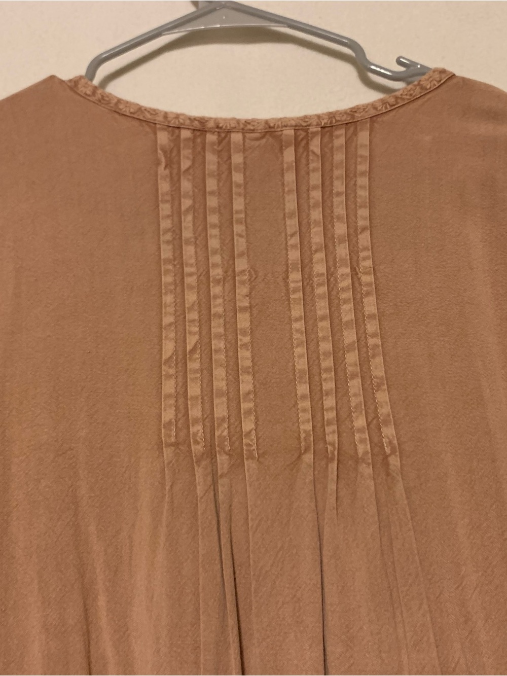 Solitaire Dusty Pink Embroidered Pin Tuck Boho Tiered Peasant Dress L - Picture 8 of 9